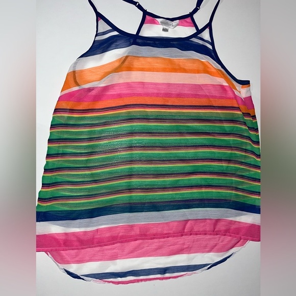 Charming Charlie Fruit Stripe Chiffon Camisole Y2K Tank Tops Vintage Versona - Picture 2 of 6